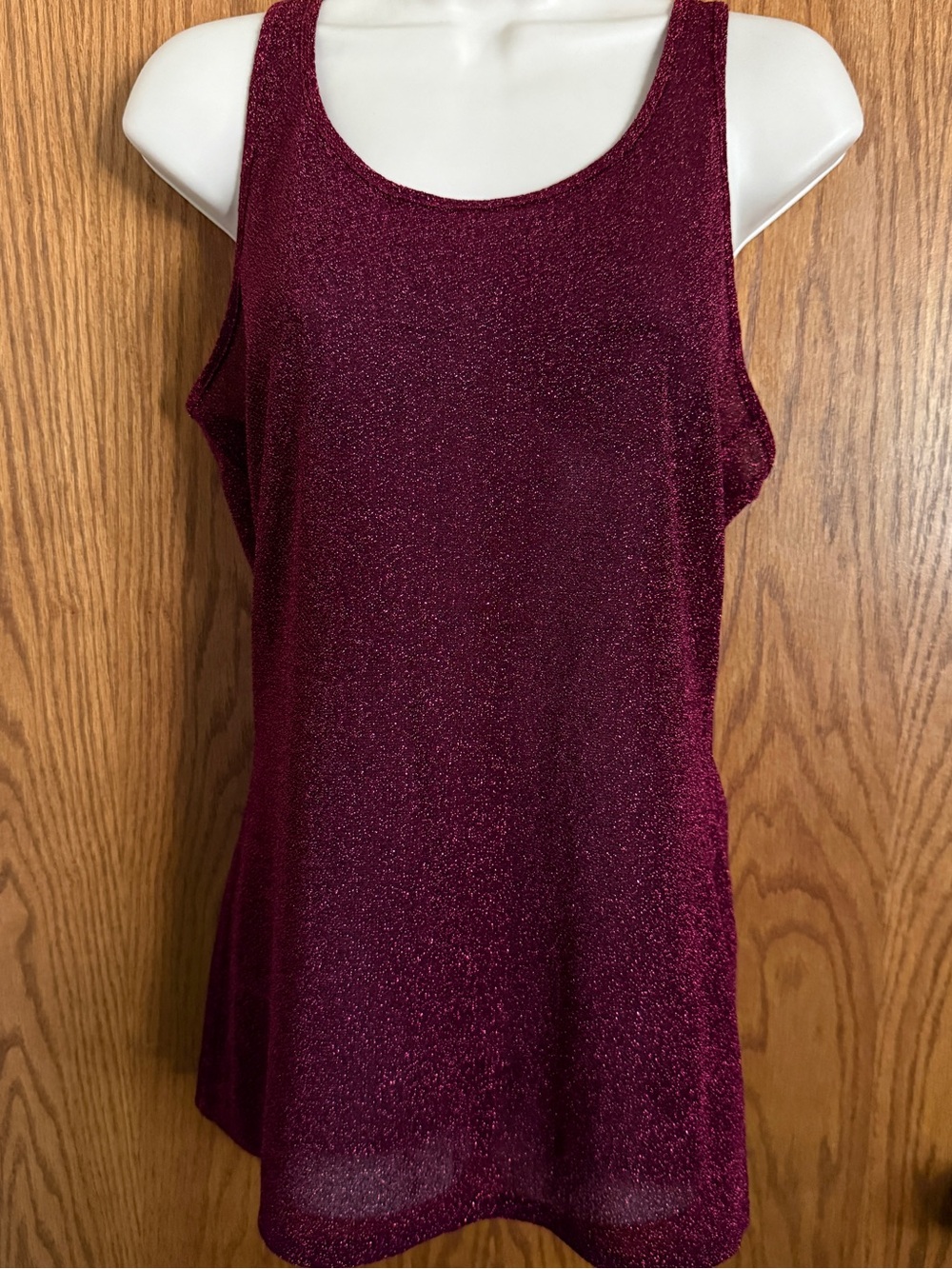 Express Metallic Burgundy Semi Sheer Tank Top Racerback Women's Jr's Size Large